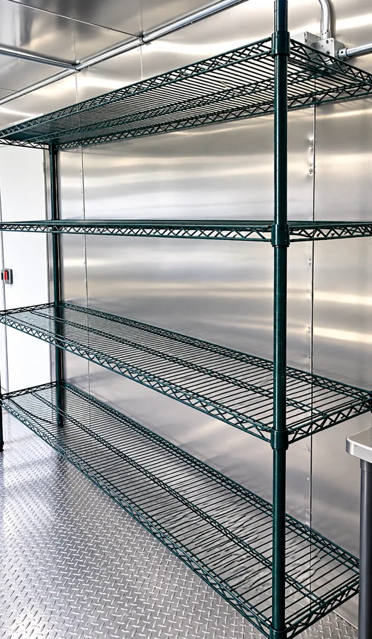 Commercial dishwashing trailer interior