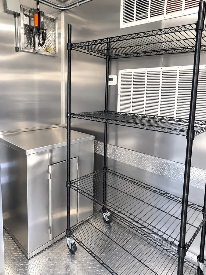 Interior of a baby bulk kitchen trailer
