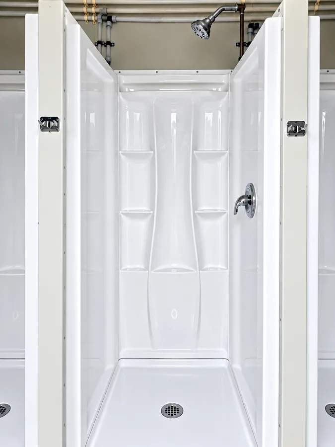 Interior shower area in a container-labeled reference