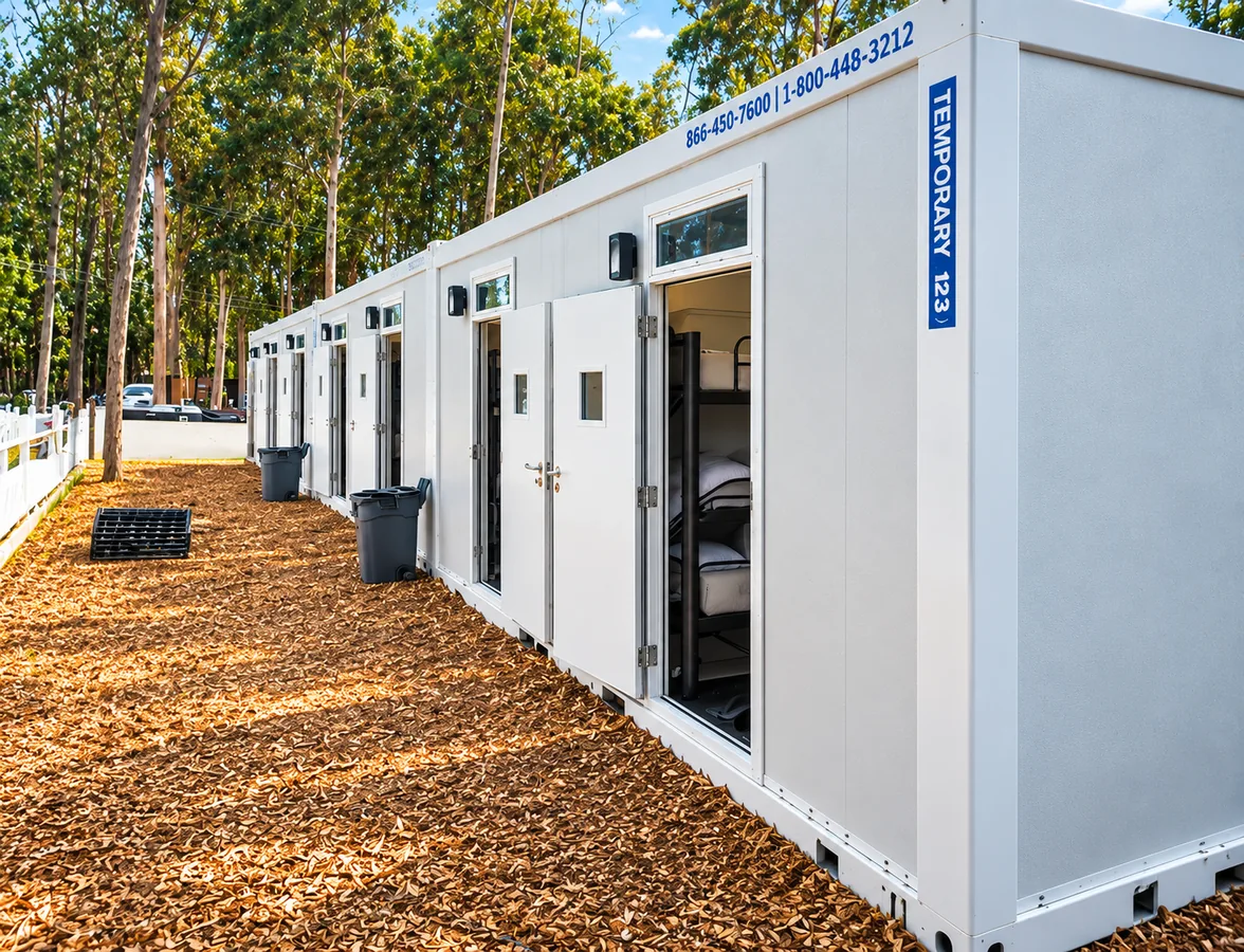 Temporary contractor accommodation unit exterior