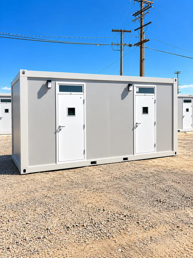 Two-door temporary sleeper unit exterior